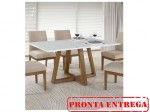 Mesa de Jantar Ferrati Versatile 30181 1.40 x 0.90 Retangular Mocaccino com Tampo em Vidro Branco COM ENTREGA IMEDIATA
